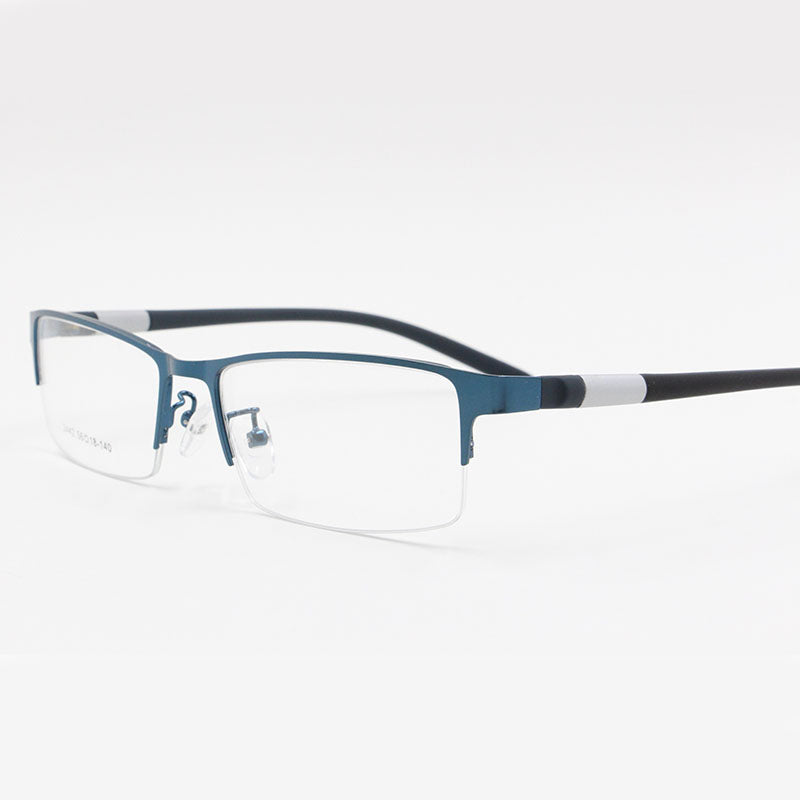 Bclear Men's Rectangle Eyeglasses Semi Rim Alloy Tr90 Gp8300 Semi Rim Bclear