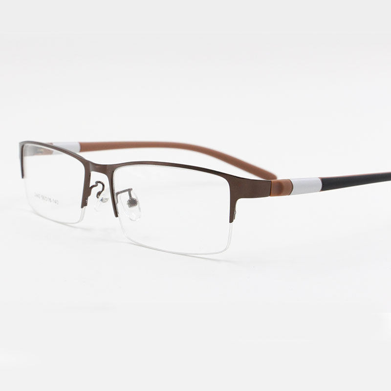 Bclear Men's Rectangle Eyeglasses Semi Rim Alloy Tr90 Gp8300 Semi Rim Bclear