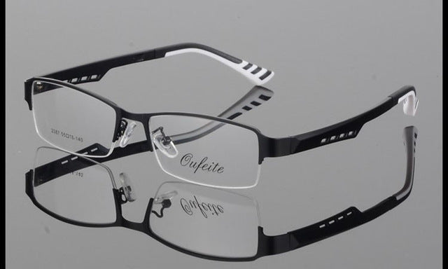 Bclear Men's Semi Rim Square Titanium Alloy Myopic Tr Eyeglasses S2387 Full Rim Bclear Blackframe white leg