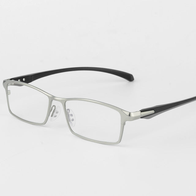 Bclear Men Titanium Alloy Eyeglasses Flexible Temples Legs Ip Electroplating Alloy Material Full Rim And Half Rim Semi Rim Bclear Full frame Sliver