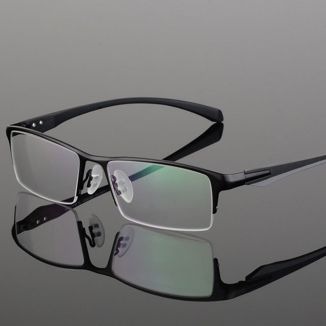 Bclear Men Titanium Alloy Eyeglasses Flexible Temples Legs Ip Electroplating Alloy Material Full Rim And Half Rim Semi Rim Bclear Half frame Black