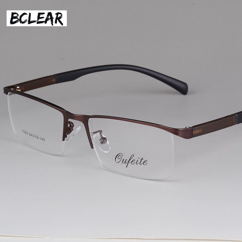 Bclear Men's Eyeglasses Semi Rim Square Alloy Semi Rim Bclear