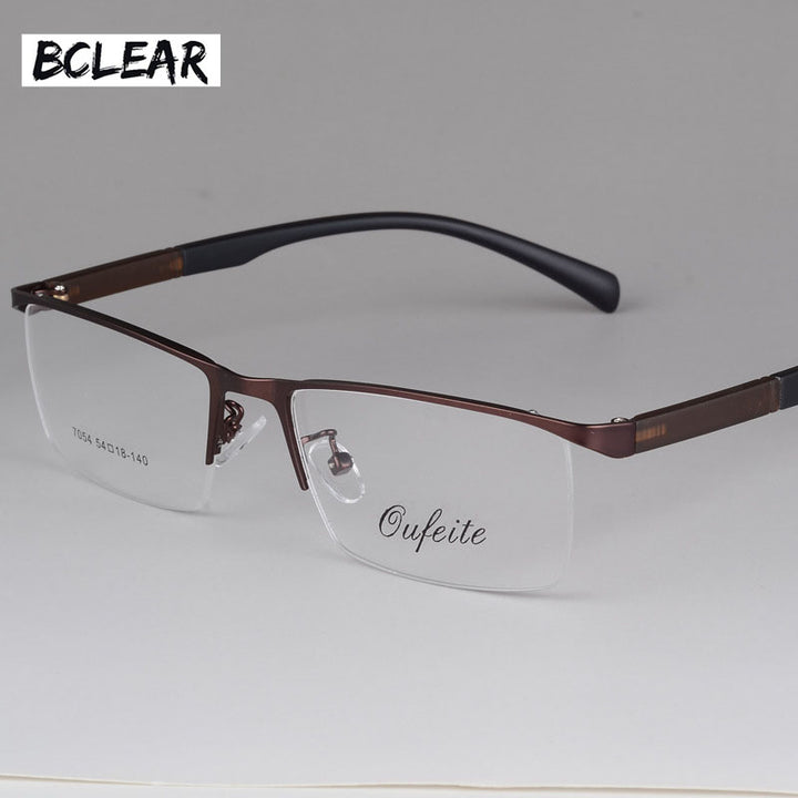 Bclear Men's Eyeglasses Semi Rim Square Alloy Semi Rim Bclear
