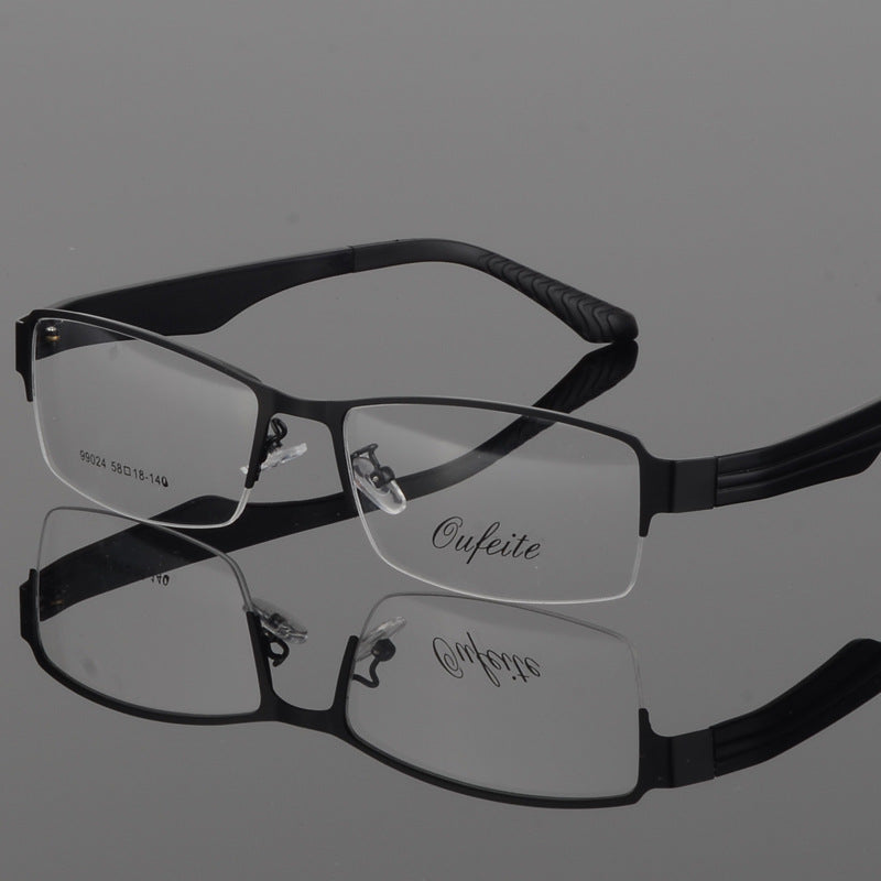 Bclear Men's Eyeglasses Large Semi Rim Wide Square Alloy Semi Rim Bclear