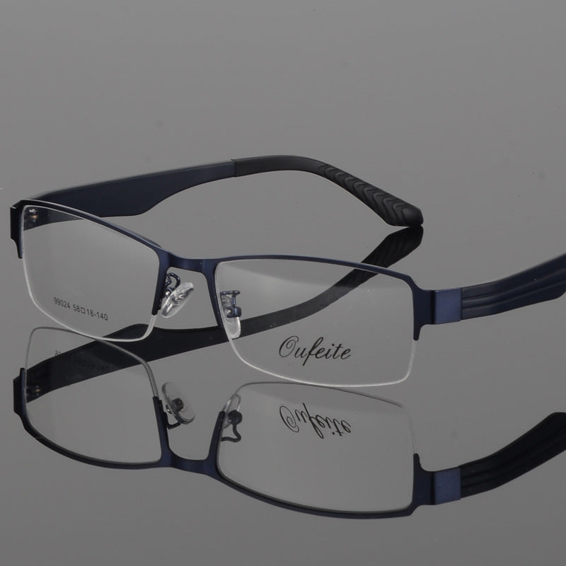 Bclear Men's Eyeglasses Large Semi Rim Wide Square Alloy Semi Rim Bclear