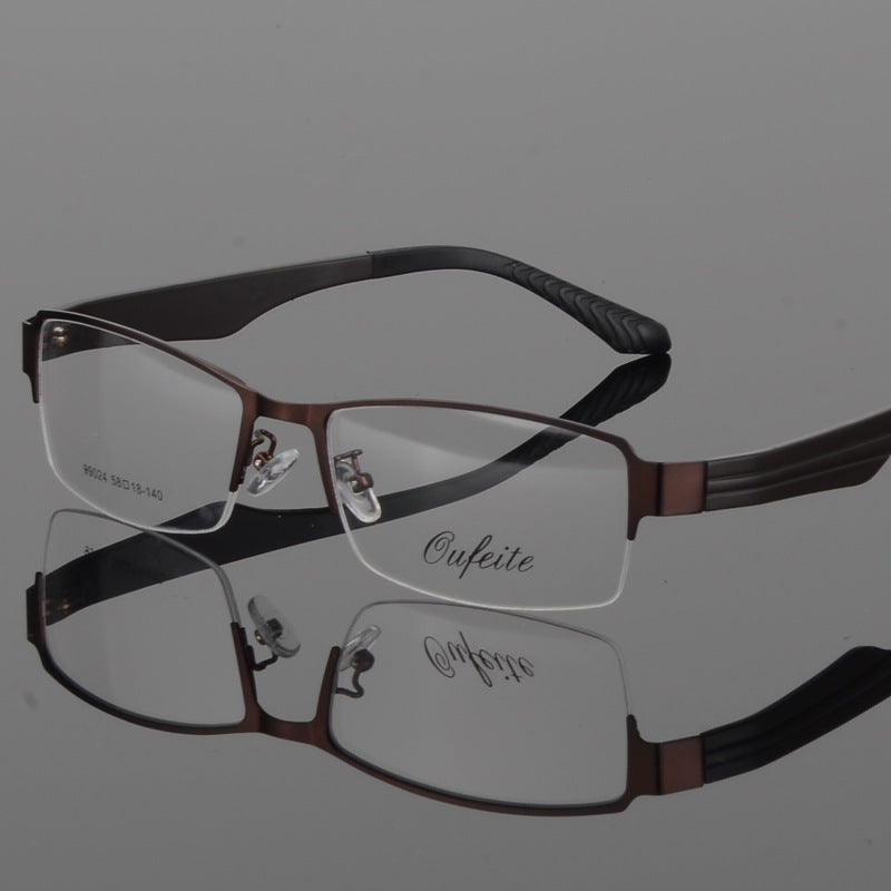 Bclear Men's Eyeglasses Large Semi Rim Wide Square Alloy Semi Rim Bclear