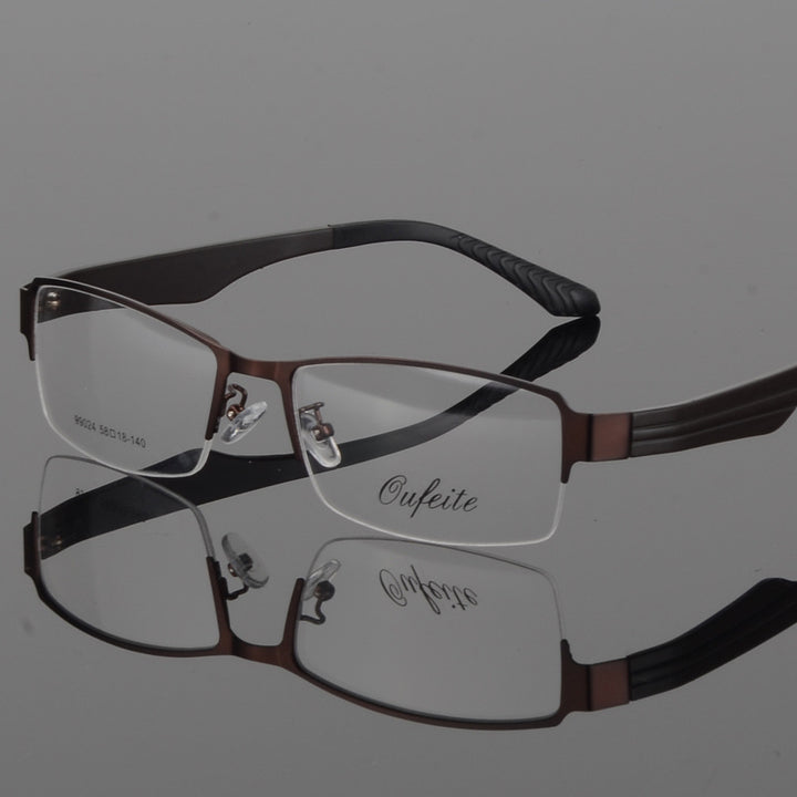 Bclear Men's Eyeglasses Large Semi Rim Wide Square Alloy Semi Rim Bclear
