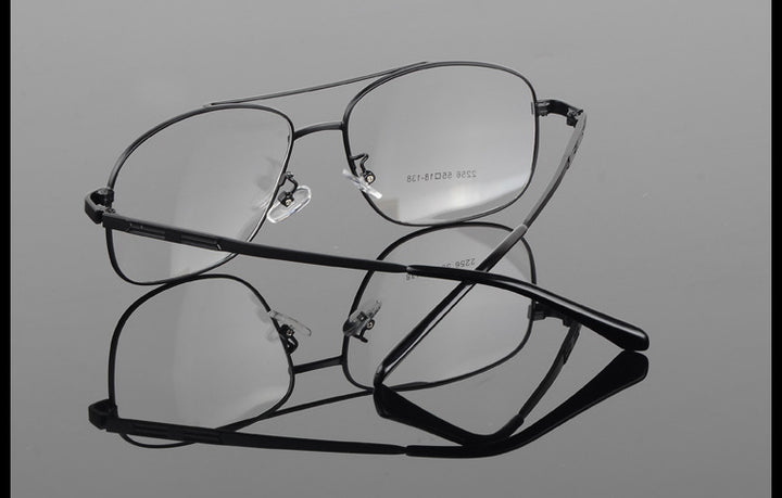 Bclear Classic Alloy Men Frame Double Bridge Eyeglasses Big Face Full Rim Bclear