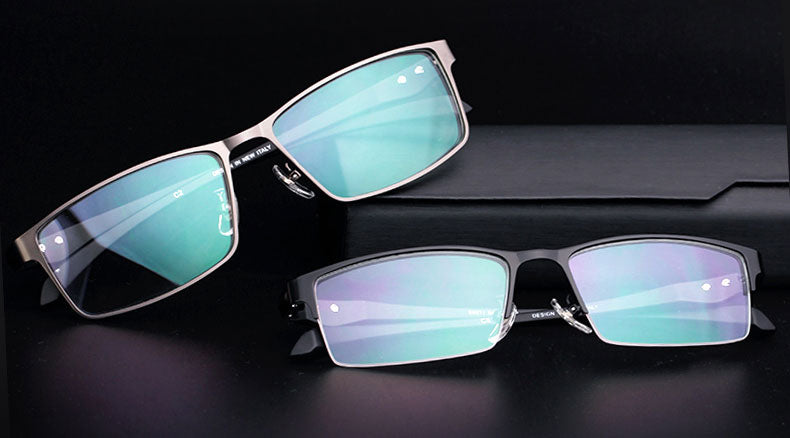 Hotochki Men's Full And Semi Rim Square Titanium Alloy Eyeglasses Full Rim Hotochki