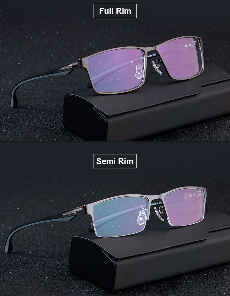 Hotochki Men's Full And Semi Rim Square Titanium Alloy Eyeglasses Full Rim Hotochki