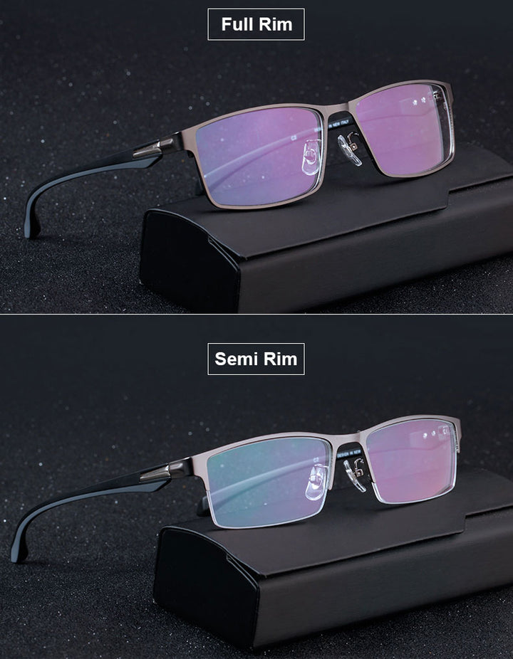 Hotochki Men's Full And Semi Rim Square Titanium Alloy Eyeglasses Full Rim Hotochki