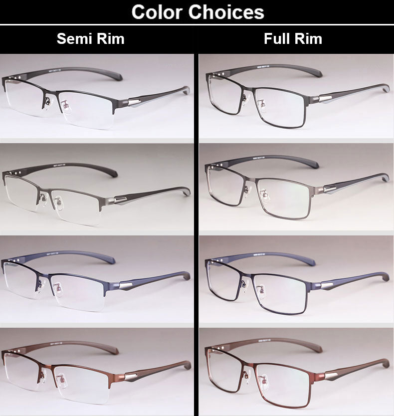 Hotochki Men's Full And Semi Rim Square Titanium Alloy Eyeglasses Full Rim Hotochki