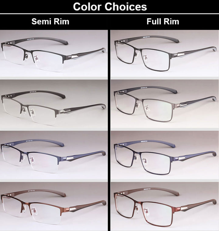 Hotochki Men's Full And Semi Rim Square Titanium Alloy Eyeglasses Full Rim Hotochki