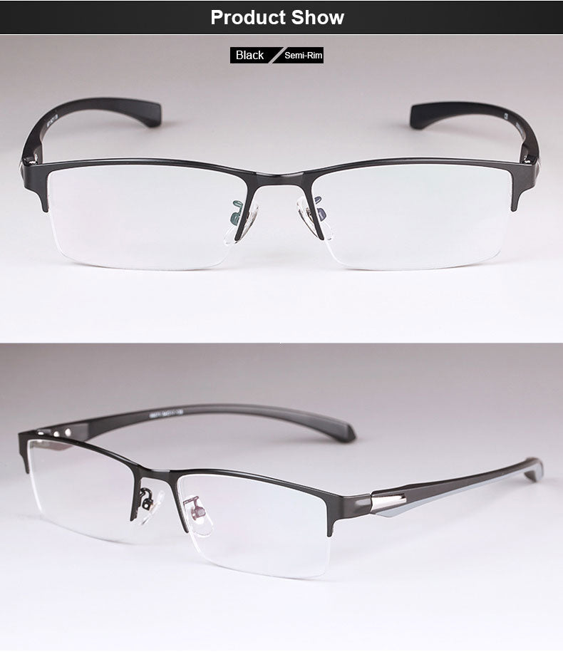 Hotochki Men's Full And Semi Rim Square Titanium Alloy Eyeglasses Full Rim Hotochki