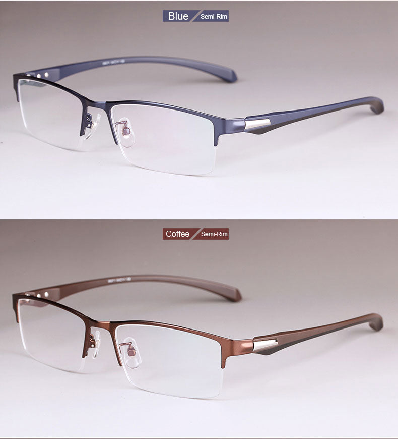 Hotochki Men's Full And Semi Rim Square Titanium Alloy Eyeglasses Full Rim Hotochki
