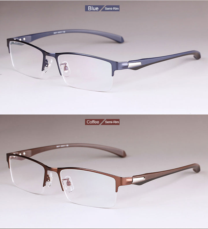 Hotochki Men's Full And Semi Rim Square Titanium Alloy Eyeglasses Full Rim Hotochki
