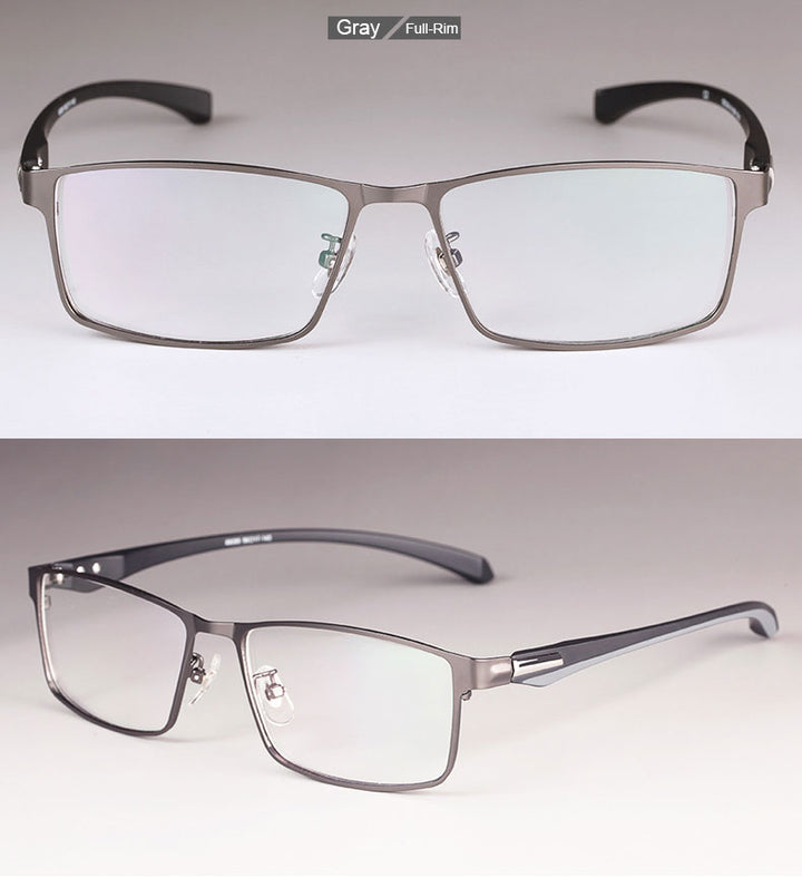 Hotochki Men's Full And Semi Rim Square Titanium Alloy Eyeglasses Full Rim Hotochki