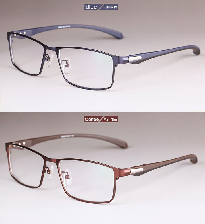 Hotochki Men's Full And Semi Rim Square Titanium Alloy Eyeglasses Full Rim Hotochki