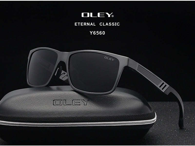 Oley Brand Men's Rectangle Polarized Sunglasses Aluminum Magnesium Driving Hd Y6560 Sunglasses Oley