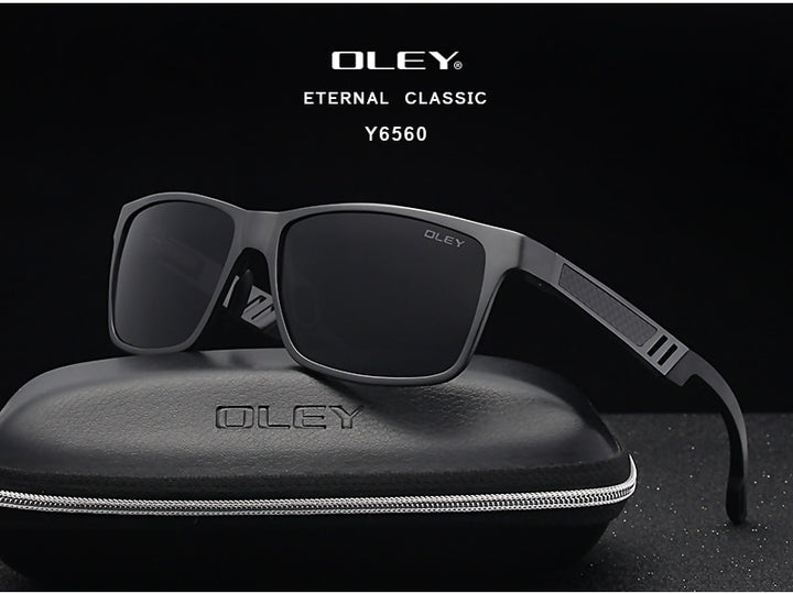 Oley Brand Men's Rectangle Polarized Sunglasses Aluminum Magnesium Driving Hd Y6560 Sunglasses Oley