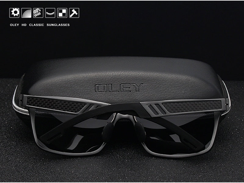 Oley Brand Men's Rectangle Polarized Sunglasses Aluminum Magnesium Driving Hd Y6560 Sunglasses Oley