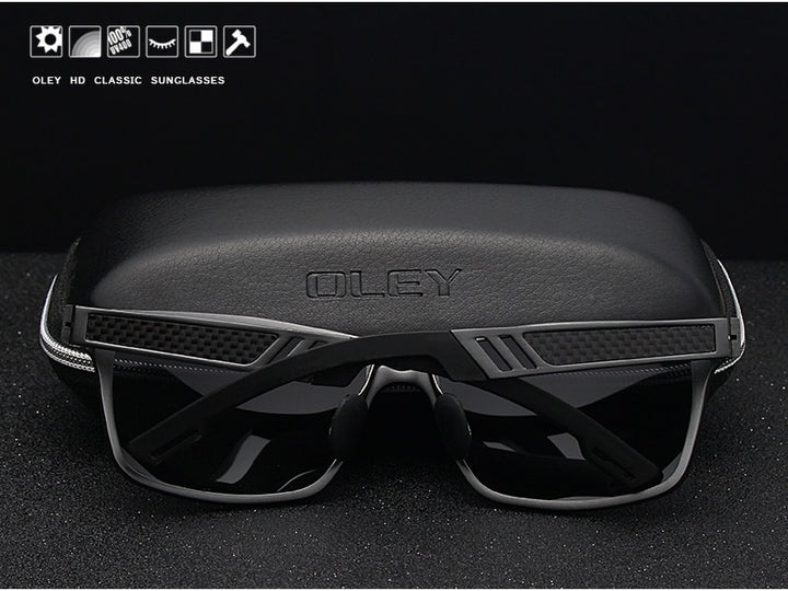 Oley Brand Men's Rectangle Polarized Sunglasses Aluminum Magnesium Driving Hd Y6560 Sunglasses Oley
