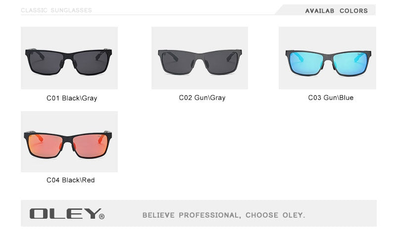 Oley Brand Men's Rectangle Polarized Sunglasses Aluminum Magnesium Driving Hd Y6560 Sunglasses Oley