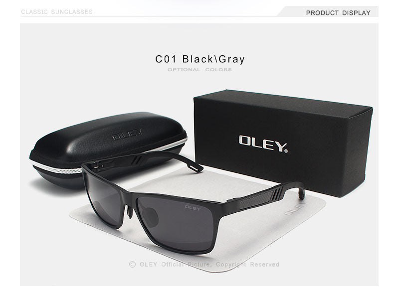 Oley Brand Men's Rectangle Polarized Sunglasses Aluminum Magnesium Driving Hd Y6560 Sunglasses Oley