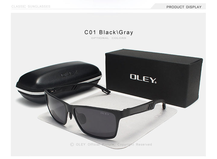 Oley Brand Men's Rectangle Polarized Sunglasses Aluminum Magnesium Driving Hd Y6560 Sunglasses Oley   