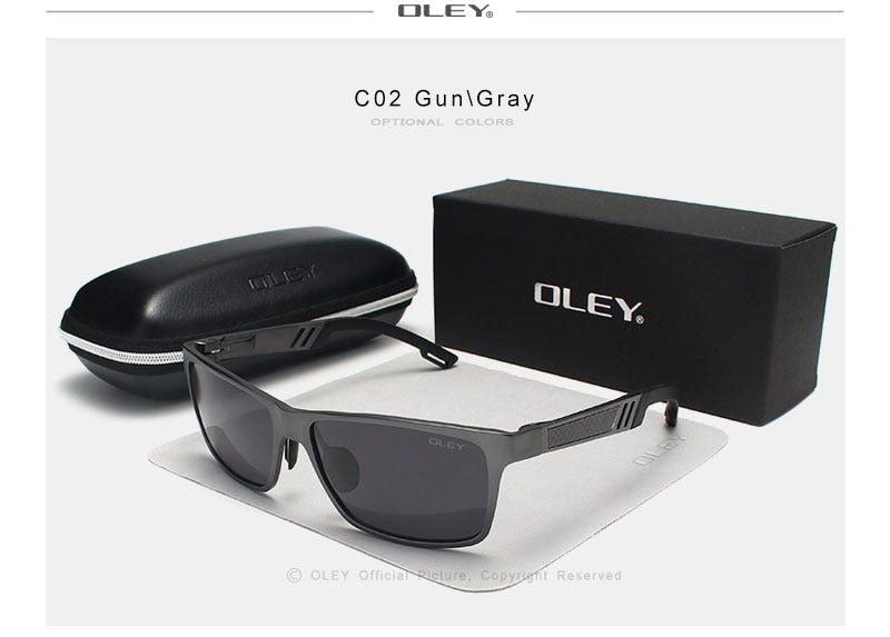 Oley Brand Men's Rectangle Polarized Sunglasses Aluminum Magnesium Driving Hd Y6560 Sunglasses Oley