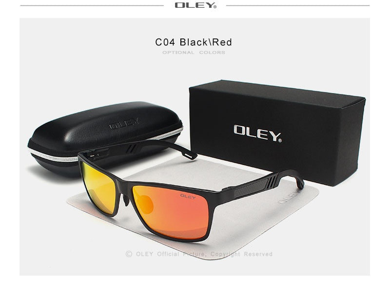 Oley Brand Men's Rectangle Polarized Sunglasses Aluminum Magnesium Driving Hd Y6560 Sunglasses Oley   