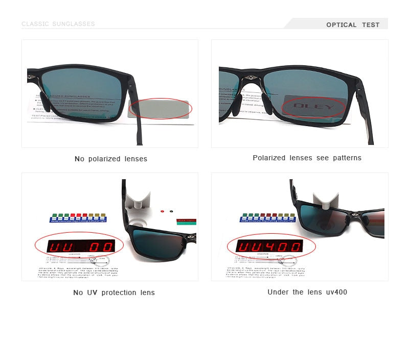 Oley Brand Men's Rectangle Polarized Sunglasses Aluminum Magnesium Driving Hd Y6560 Sunglasses Oley