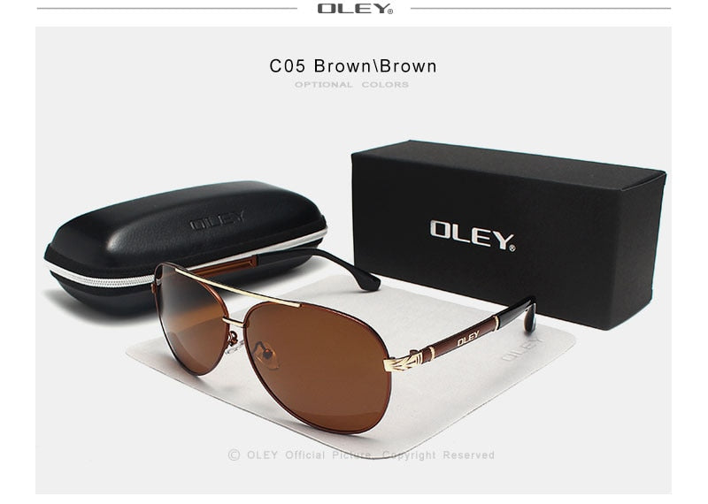 Oley Brand Sunglasses Men Polarized Classic Pilot Fishing Driving Y7005 Sunglasses Oley   