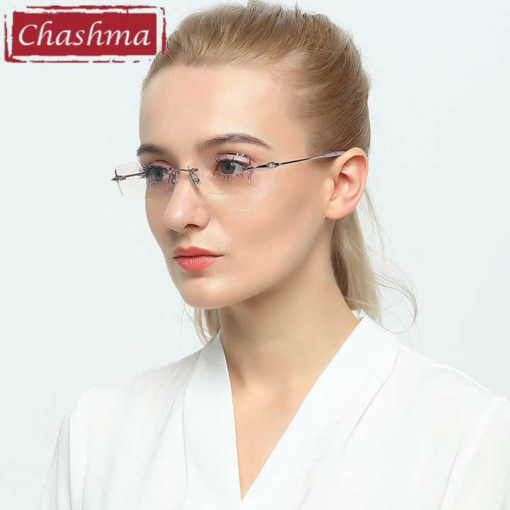 Chashma Women's Rimless Eyeglasses Diamond Cut Tint Lenses 3085 Rimless Chashma