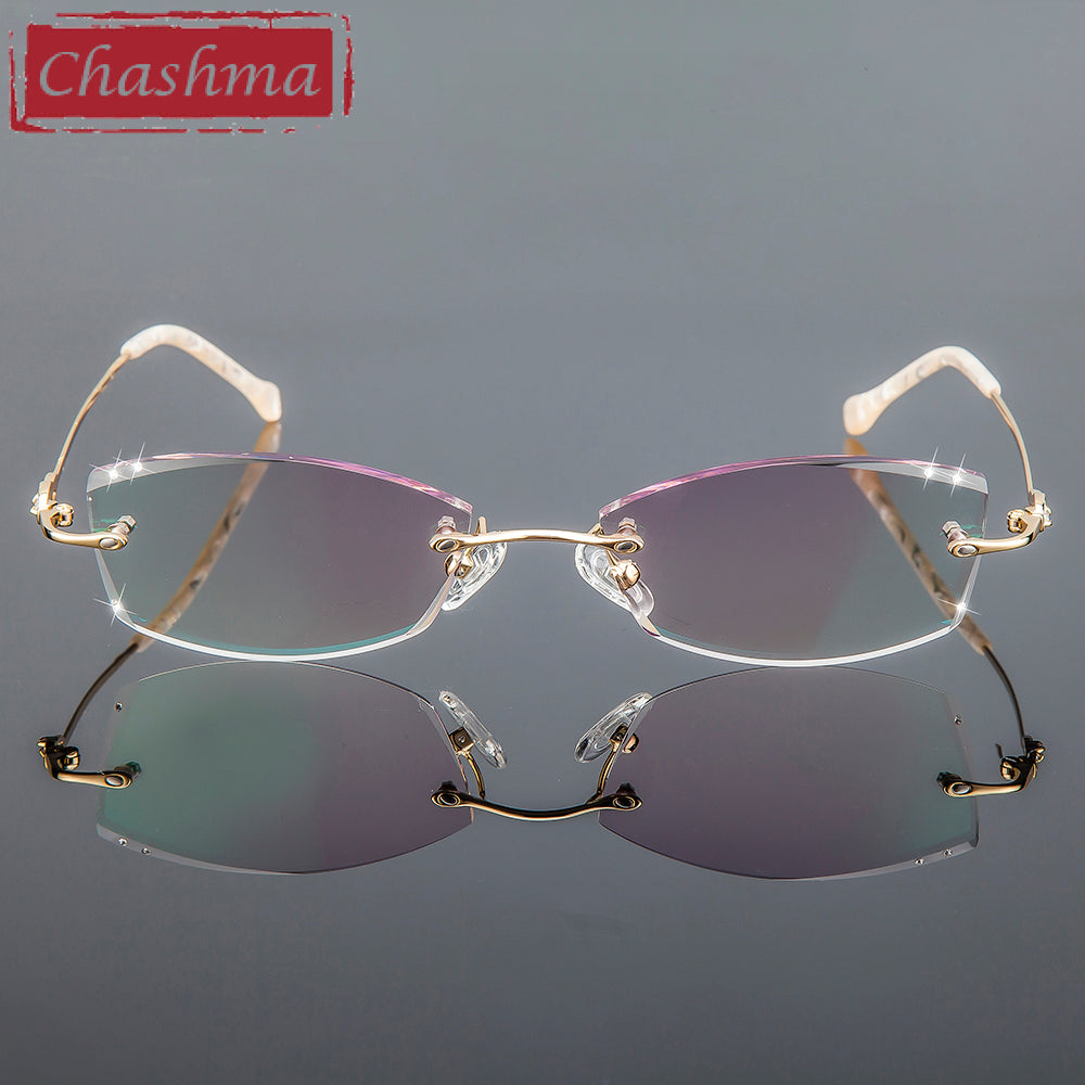 Chashma Women's Rimless Eyeglasses Diamond Cut Tint Lenses 3085 Rimless Chashma