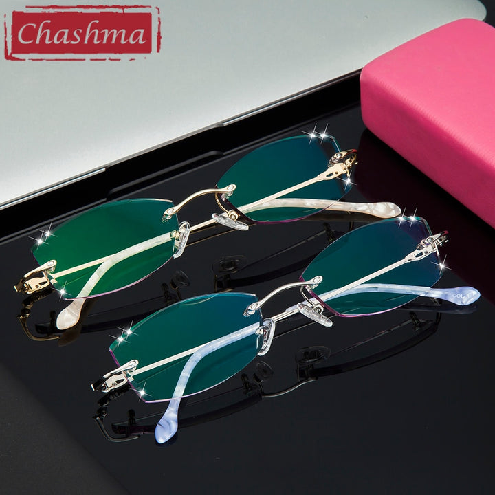 Chashma Women's Rimless Eyeglasses Diamond Cut Tint Lenses 3085 Rimless Chashma
