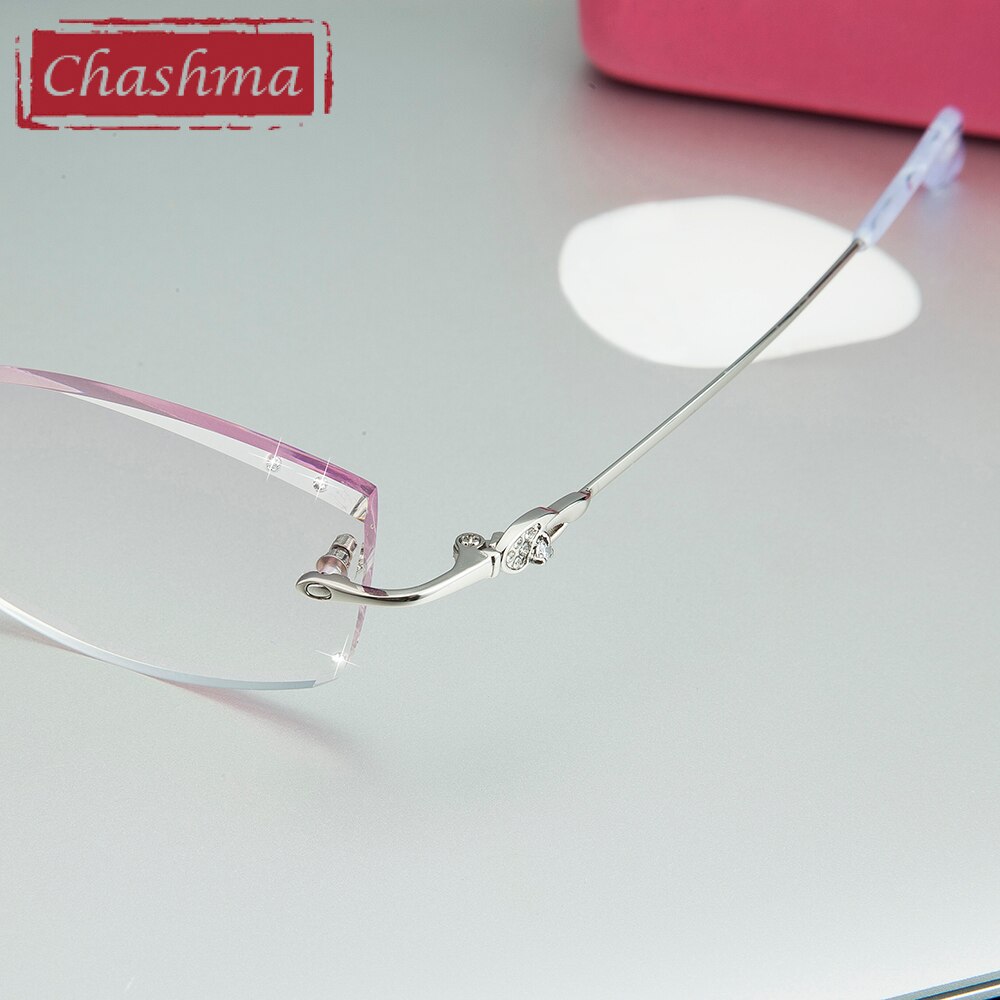 Chashma Women's Rimless Eyeglasses Diamond Cut Tint Lenses 3085 Rimless Chashma