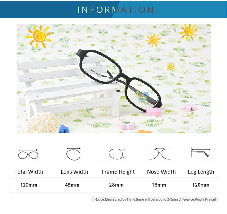 Secg's Unisex Children's Full Rim Rectangle Tr 90 Titanium Eyeglasses Tr819 Full Rim Secg