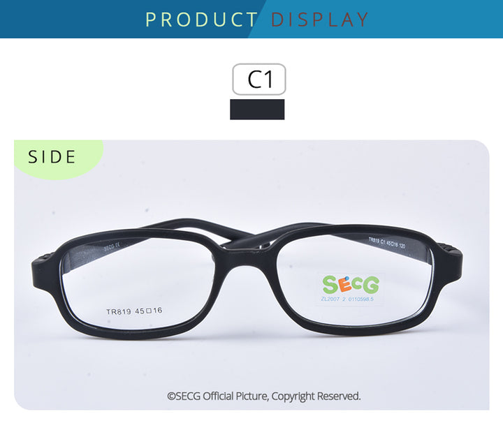 Secg's Unisex Children's Full Rim Rectangle Tr 90 Titanium Eyeglasses Tr819 Full Rim Secg
