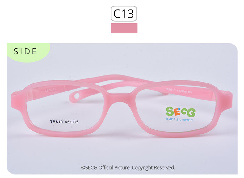 Secg's Unisex Children's Full Rim Rectangle Tr 90 Titanium Eyeglasses Tr819 Full Rim Secg