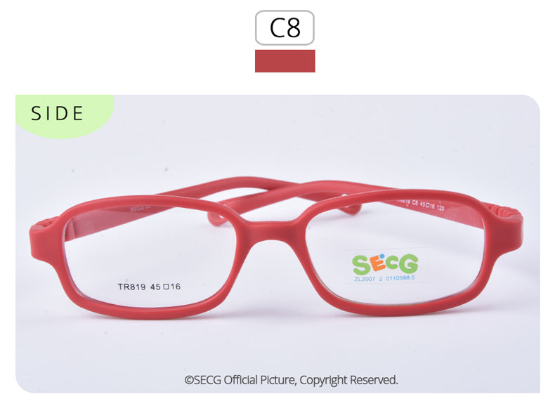 Secg's Unisex Children's Full Rim Rectangle Tr 90 Titanium Eyeglasses Tr819 Full Rim Secg