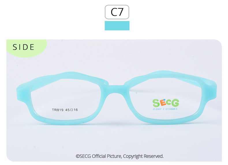 Secg's Unisex Children's Full Rim Rectangle Tr 90 Titanium Eyeglasses Tr819 Full Rim Secg