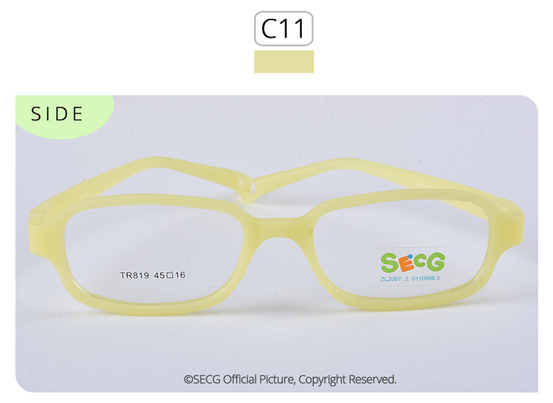 Secg's Unisex Children's Full Rim Rectangle Tr 90 Titanium Eyeglasses Tr819 Full Rim Secg