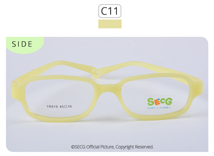 Secg's Unisex Children's Full Rim Rectangle Tr 90 Titanium Eyeglasses Tr819 Full Rim Secg