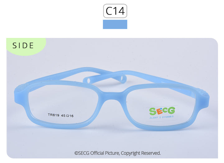Secg's Unisex Children's Full Rim Rectangle Tr 90 Titanium Eyeglasses Tr819 Full Rim Secg