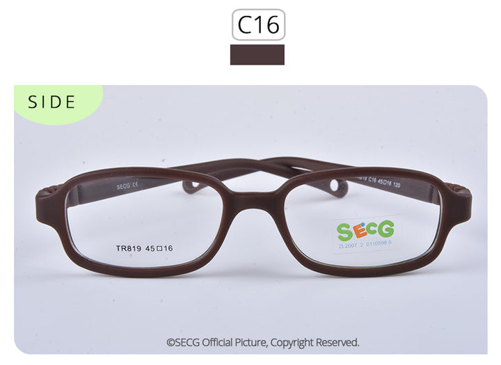 Secg's Unisex Children's Full Rim Rectangle Tr 90 Titanium Eyeglasses Tr819 Full Rim Secg