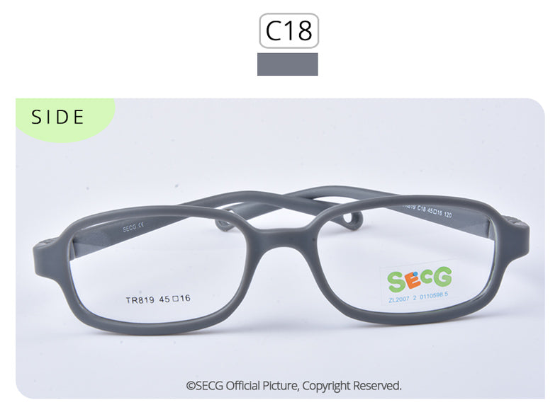 Secg's Unisex Children's Full Rim Rectangle Tr 90 Titanium Eyeglasses Tr819 Full Rim Secg