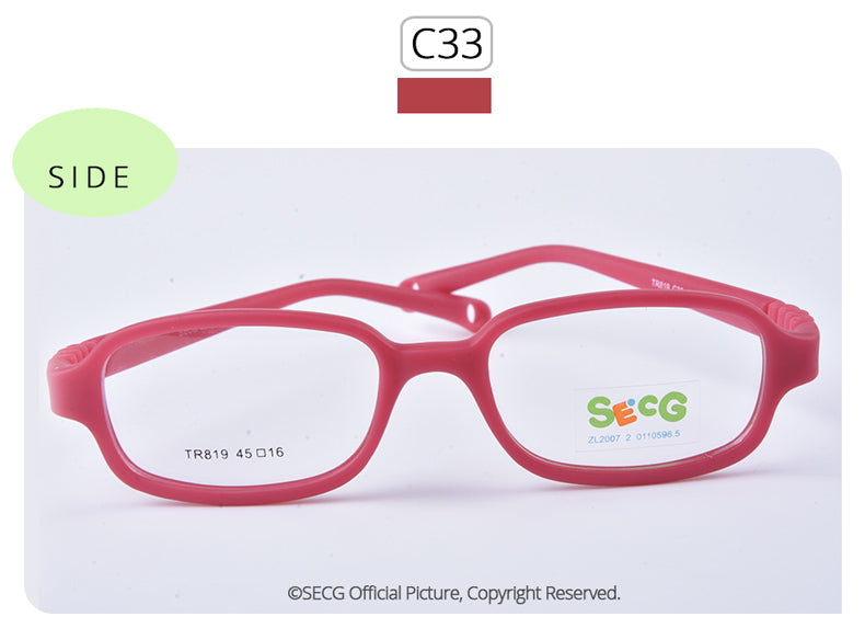 Secg's Unisex Children's Full Rim Rectangle Tr 90 Titanium Eyeglasses Tr819 Full Rim Secg