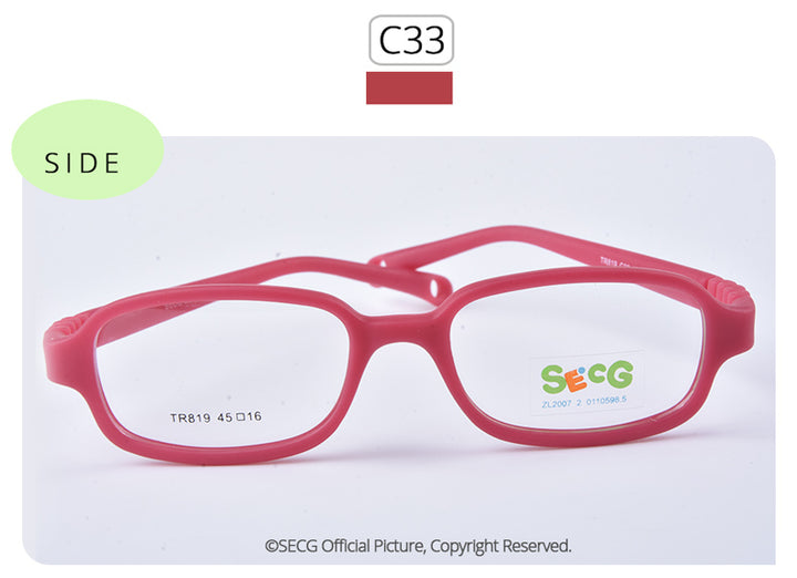 Secg's Unisex Children's Full Rim Rectangle Tr 90 Titanium Eyeglasses Tr819 Full Rim Secg
