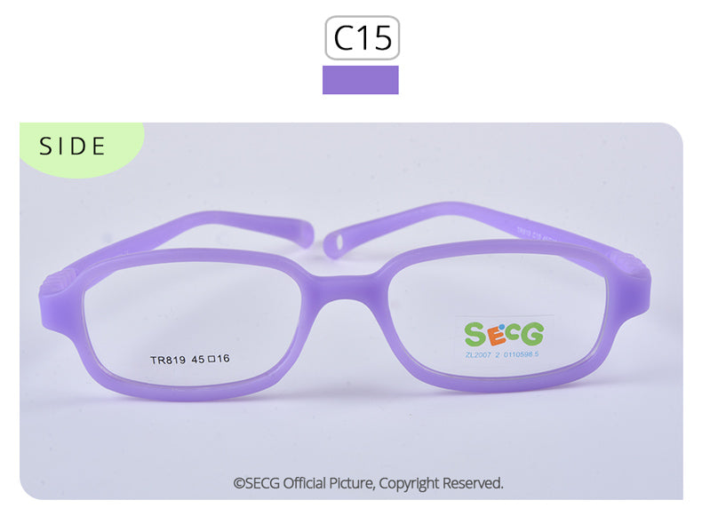Secg's Unisex Children's Full Rim Rectangle Tr 90 Titanium Eyeglasses Tr819 Full Rim Secg